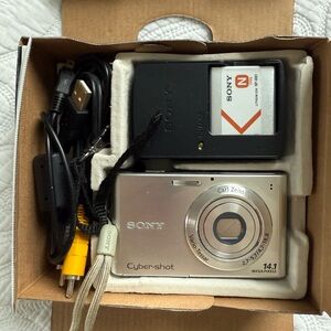 Sony Cyber-shot Silver Camera with Accessories